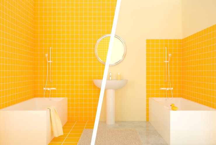 Half Tiled Vs Fully Bathroom, How High To Put Tile On Bathroom Wall
