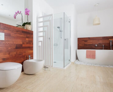 wood paneling bathroom