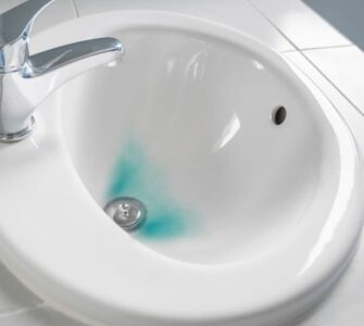 blue stains on a sink
