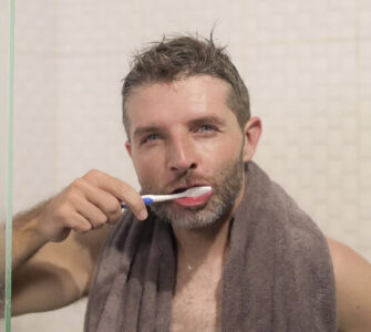 brush teeth shower