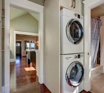 washer and dryer in the bathroom
