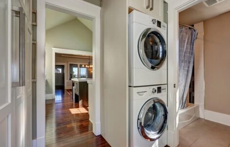 washer and dryer in the bathroom
