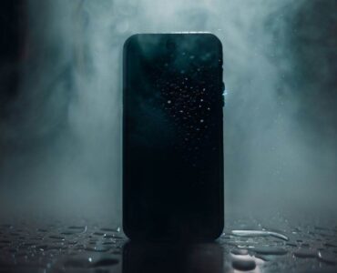A picture of the phone in a steamy bathroom