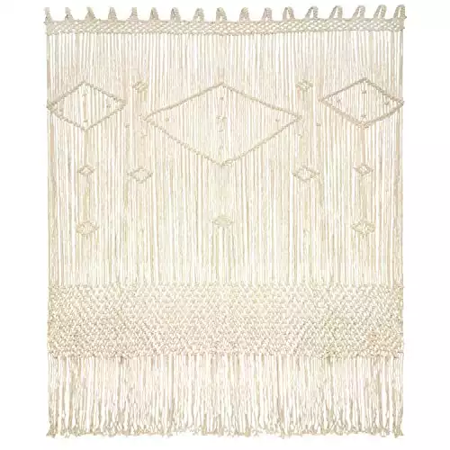 Large Macramé Boho Curtain, 50" W x 78" L