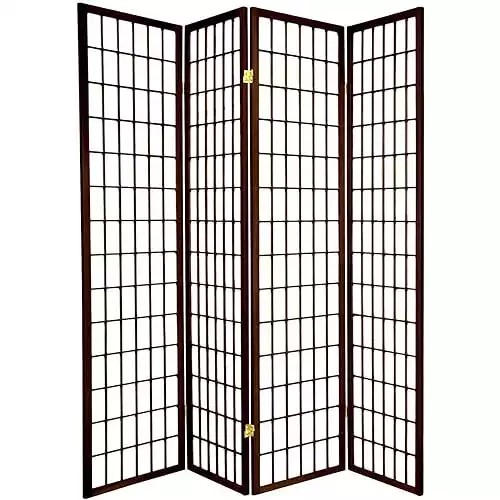 4 Panels Privacy Screen Partition, 6 ft. Tall, Espresso Color